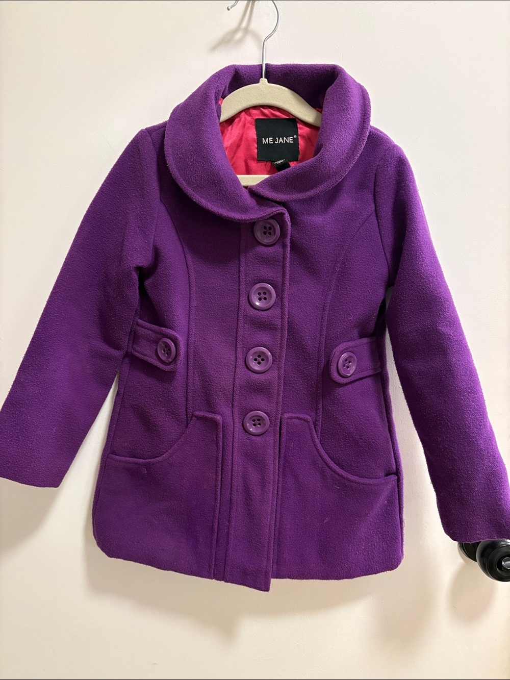 Me Jane Girls' Purple Button-Front Pea Coat